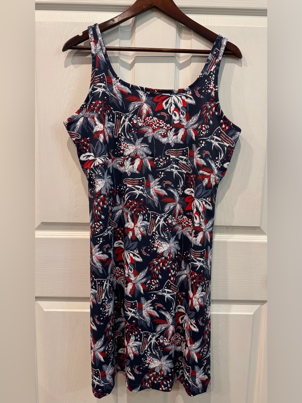Columbia Omni-Freeze PFG  Tank Dress Red/White/Blue UPF50 Americana Fish Size XL